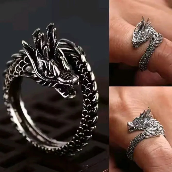 Fashion Adjustable Dragon Ring Men Women Jewelry Opening Rings Dragon Shape Around The Ring Man Gifts