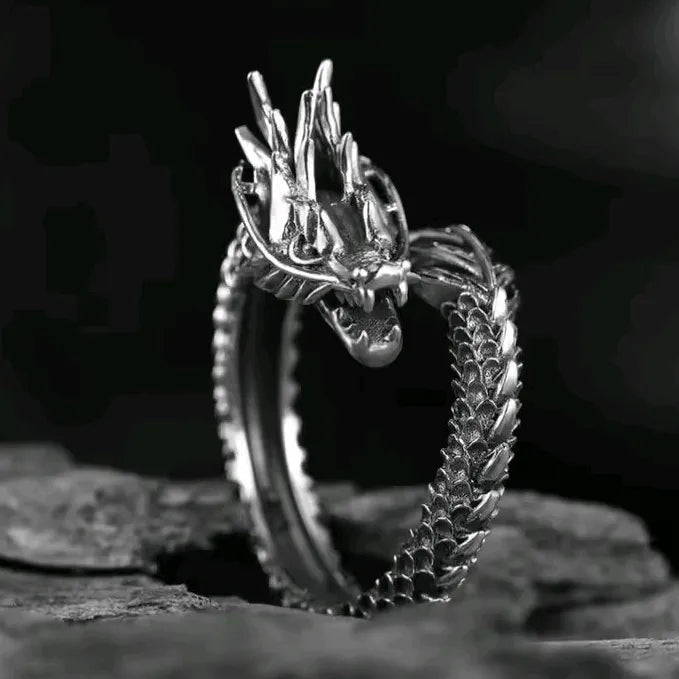 Fashion Adjustable Dragon Ring Men Women Jewelry Opening Rings Dragon Shape Around The Ring Man Gifts